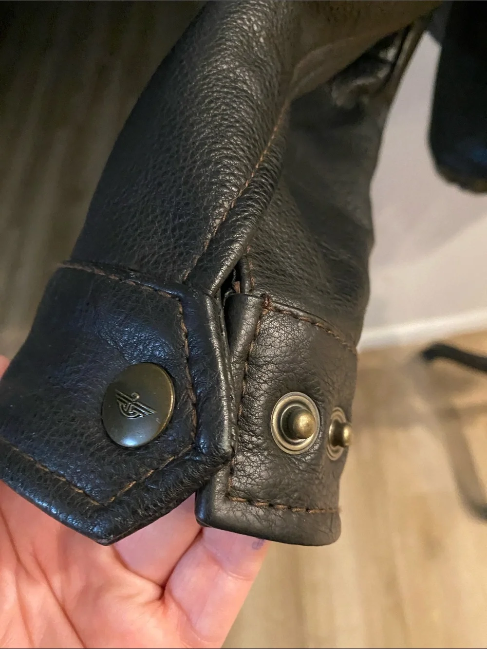 Dockers Black Leather Zip-Front Bomber Jacket